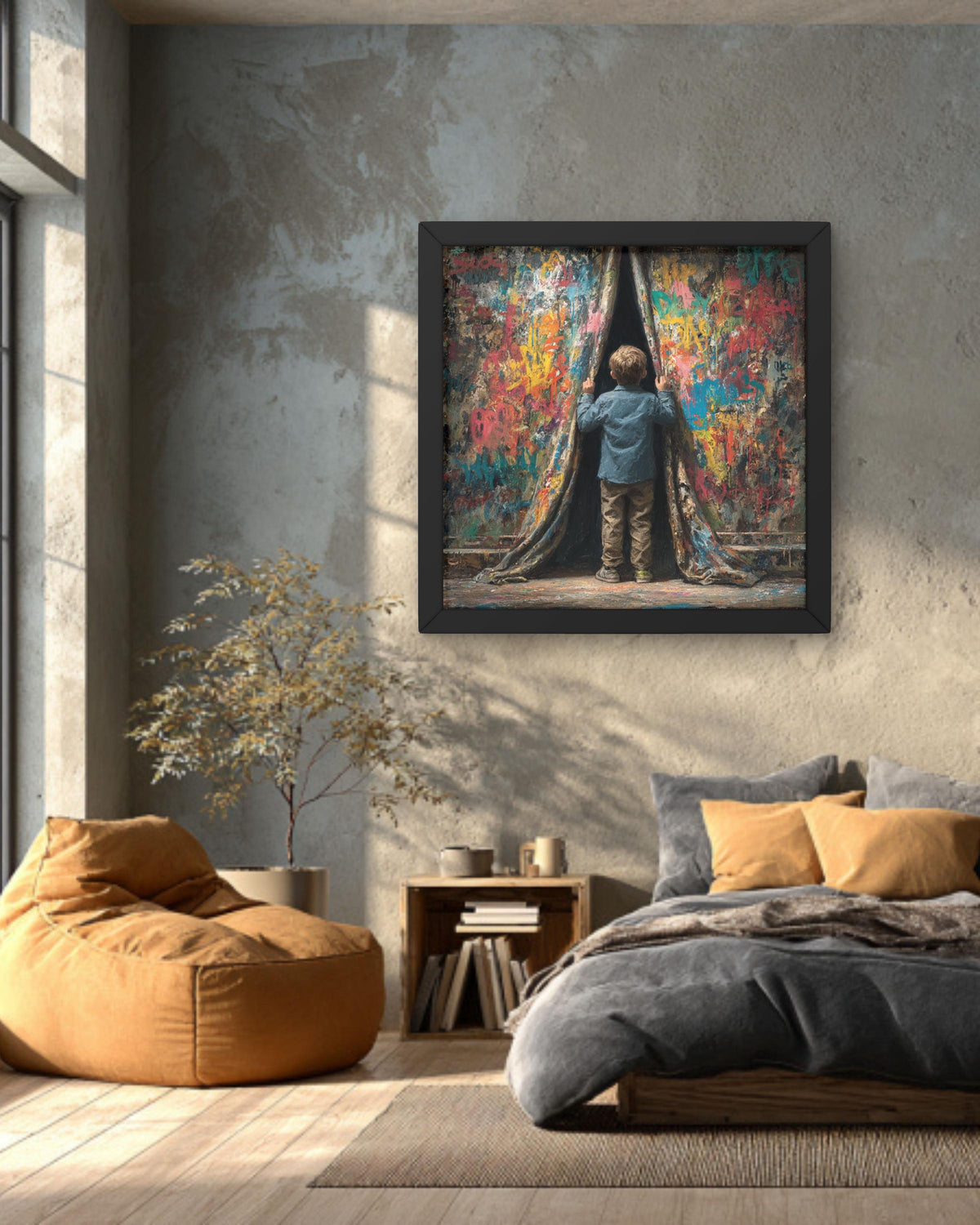 Banksy Boy Graffiti Canvas | Street Art Inspired Print | Modern Urban Contemporary Artwork