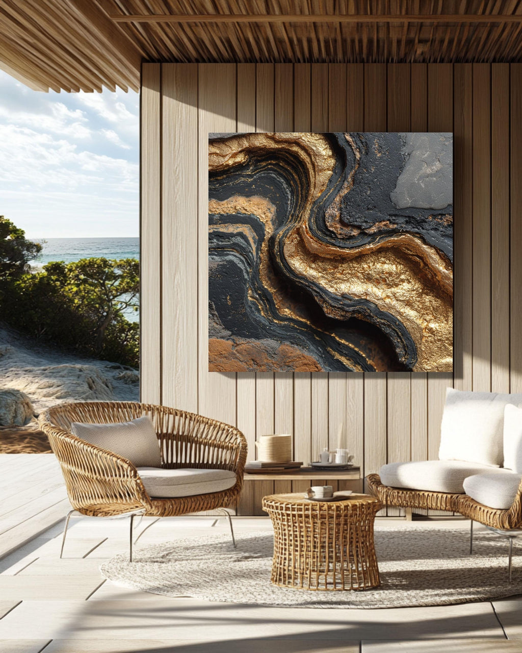 Black Gold Marble Texture Canvas Print, Luxury Geode Wall Art