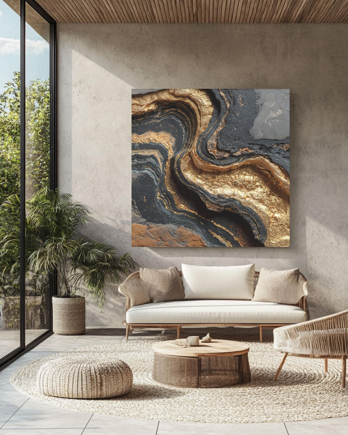Black Gold Marble Texture Canvas Print, Luxury Geode Wall Art