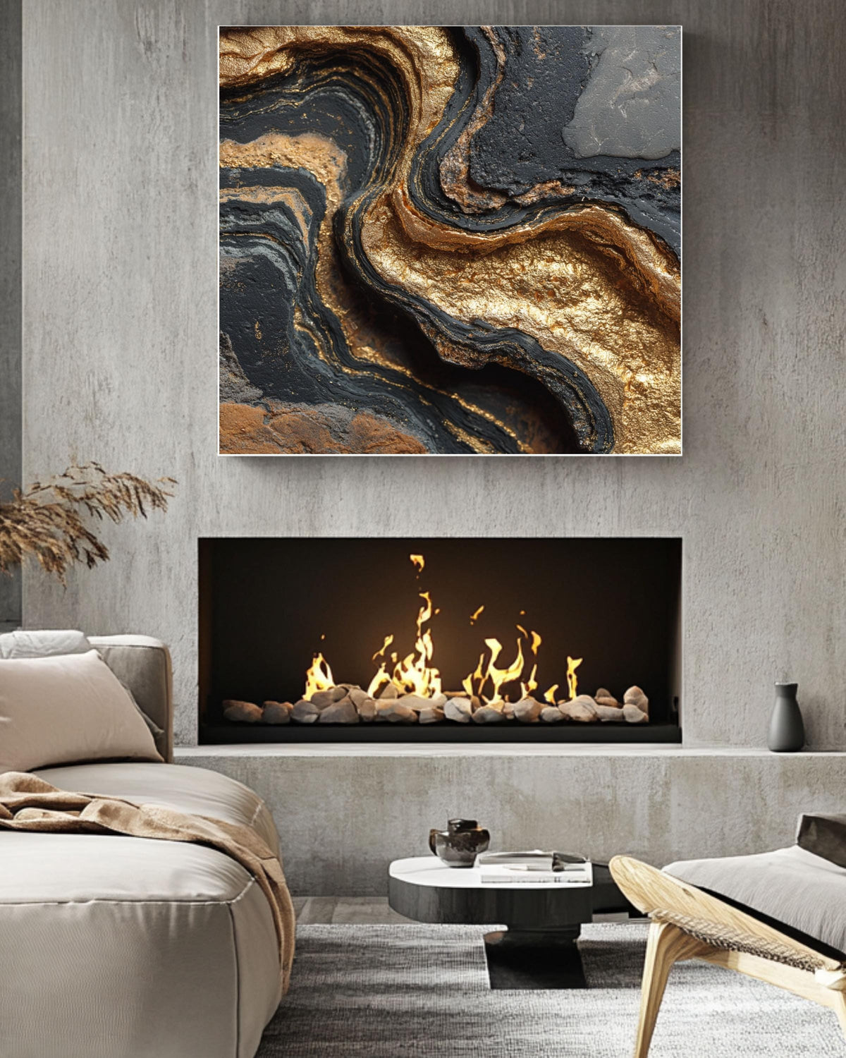 Black Gold Marble Texture Canvas Print, Luxury Geode Wall Art