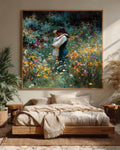 Impressionist Mother and Child Canvas Print, Wildflower Field Painting