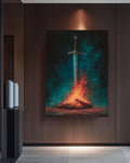 Glowing Sword Canvas Print, Dark Fantasy Art, Gothic Decor