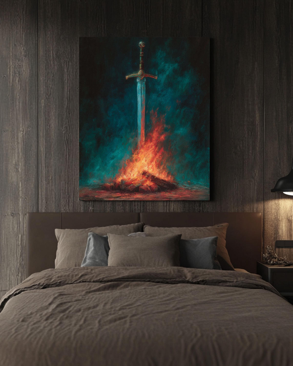 Glowing Sword Canvas Print, Dark Fantasy Art, Gothic Decor