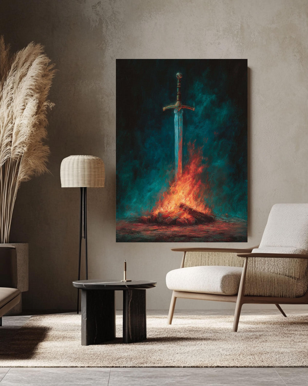 Glowing Sword Canvas Print, Dark Fantasy Art, Gothic Decor