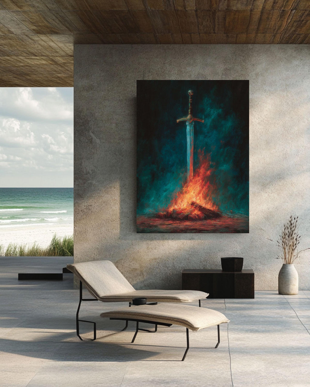 Glowing Sword Canvas Print, Dark Fantasy Art, Gothic Decor