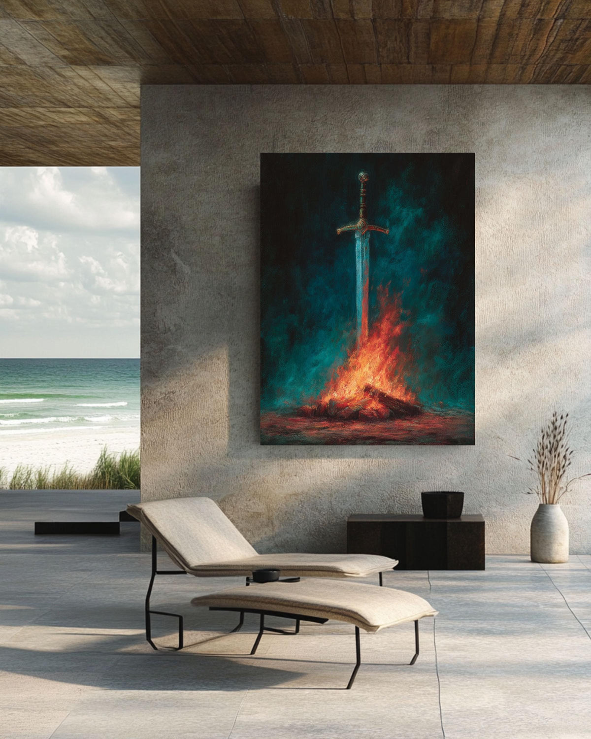 Glowing Sword Canvas Print, Dark Fantasy Art, Gothic Decor