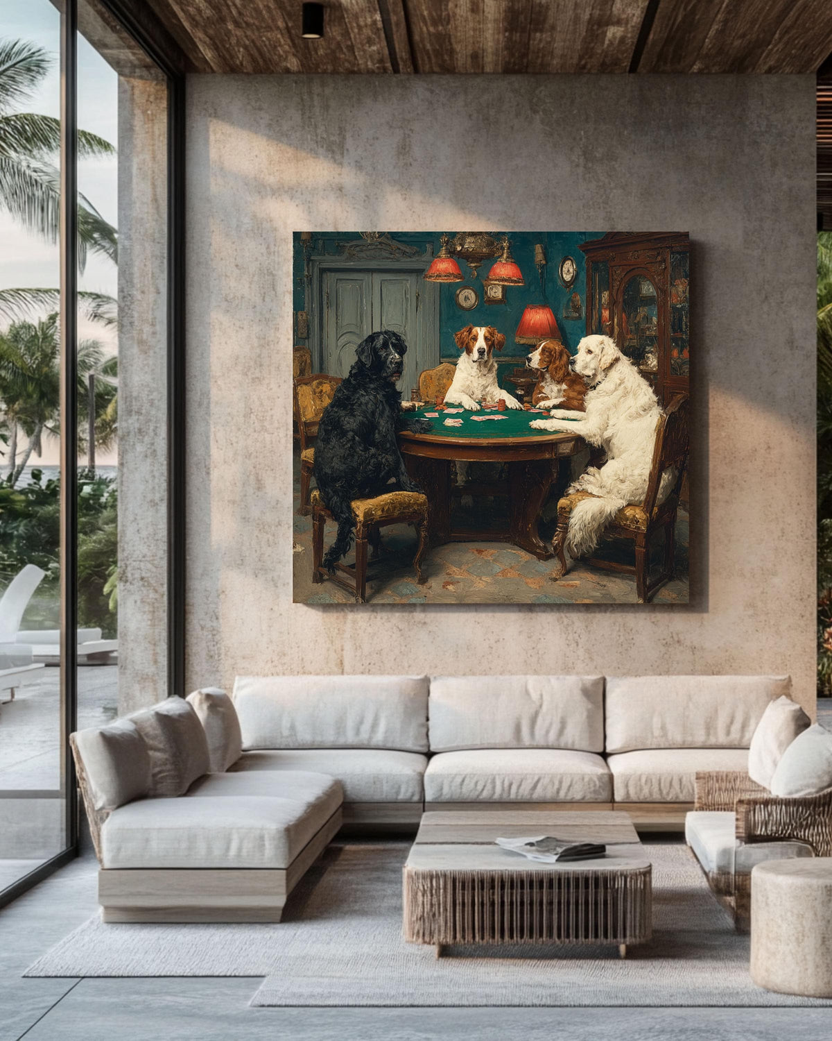Dogs Playing Poker, Bold Bluff Print, Gaming Room Wall Art