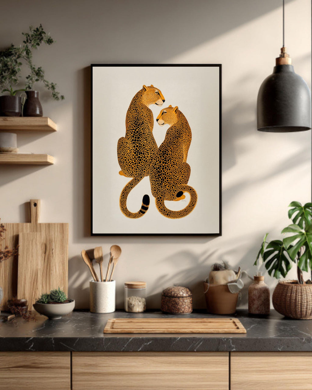Trendy Leopard Art, Cheetah Retro Print, Preppy Maximalist Poster