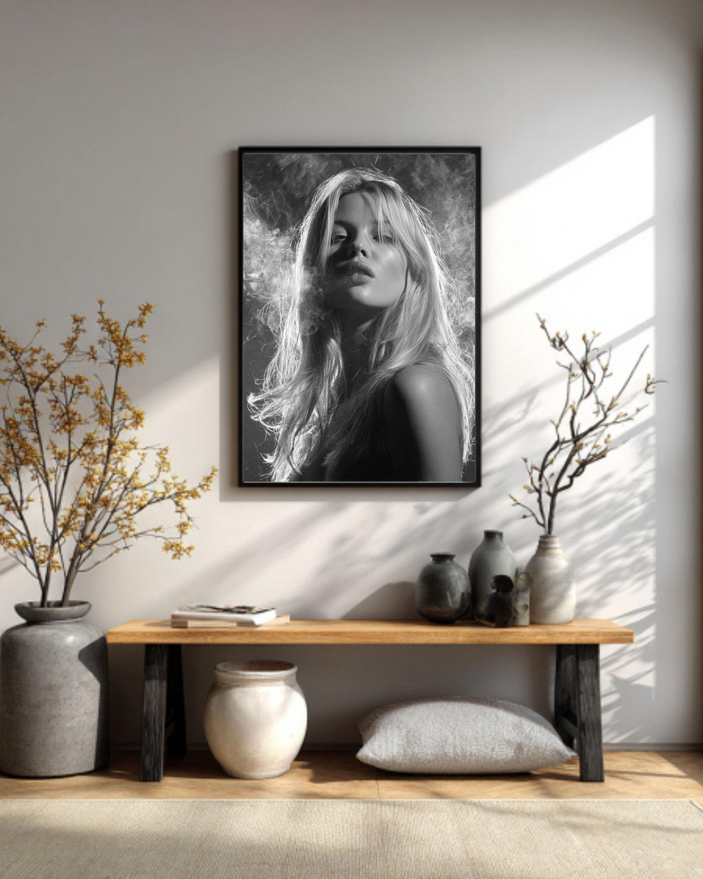 Fashion Icon Poster, High-Profile Model, Chic Smoking Artwork