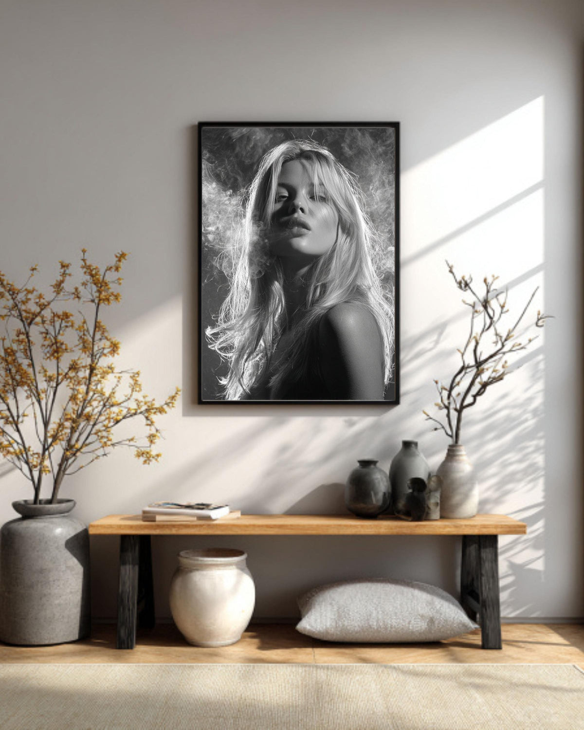 Fashion Icon Poster, High-Profile Model, Chic Smoking Artwork