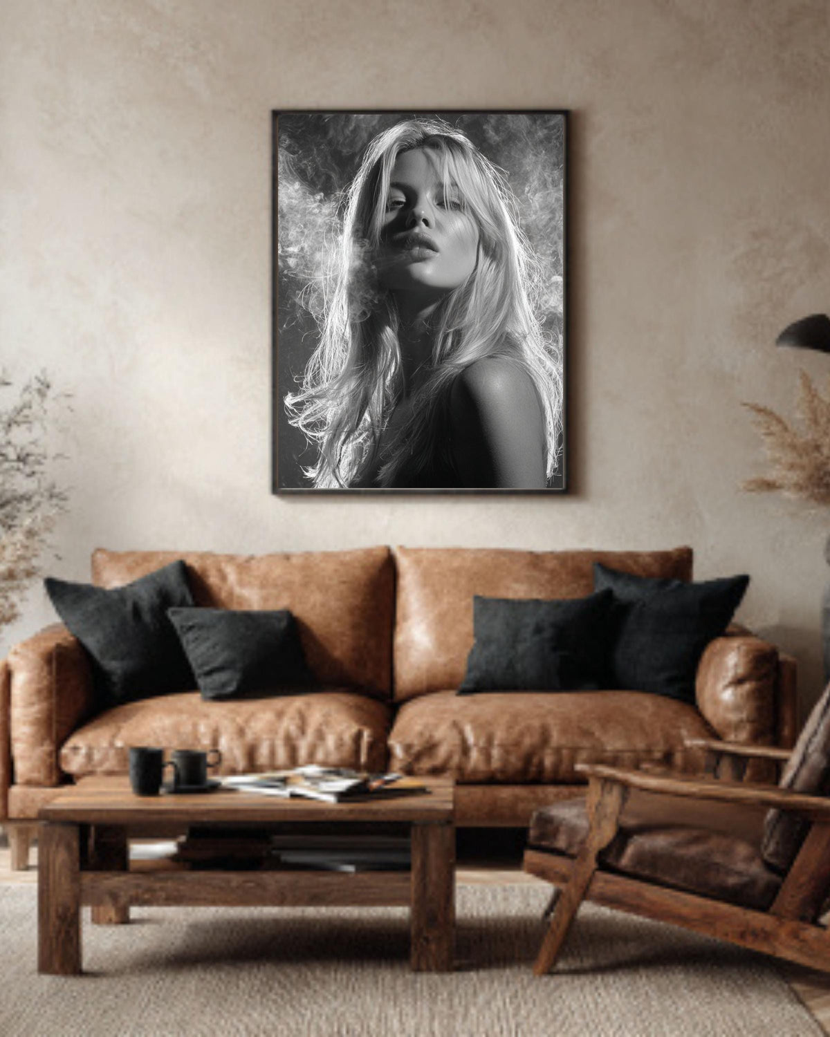 Fashion Icon Poster, High-Profile Model, Chic Smoking Artwork