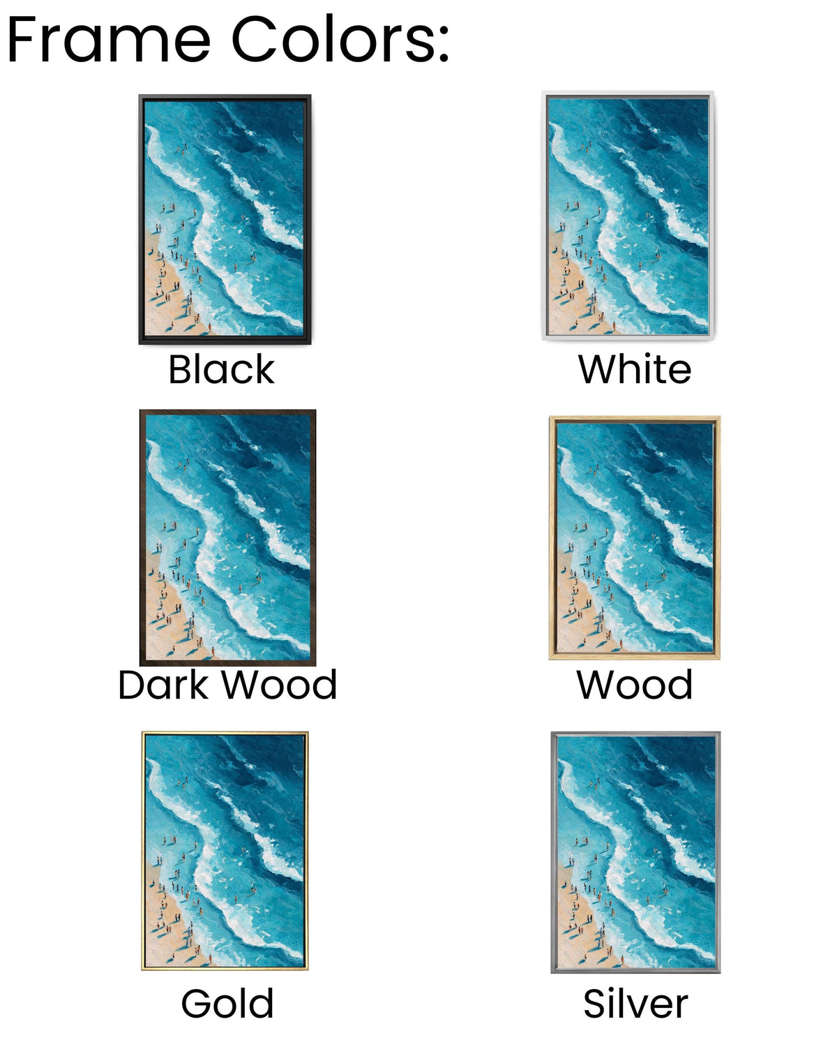 Aerial Beach Waves Canvas Print, Coastal Modern Wall Art