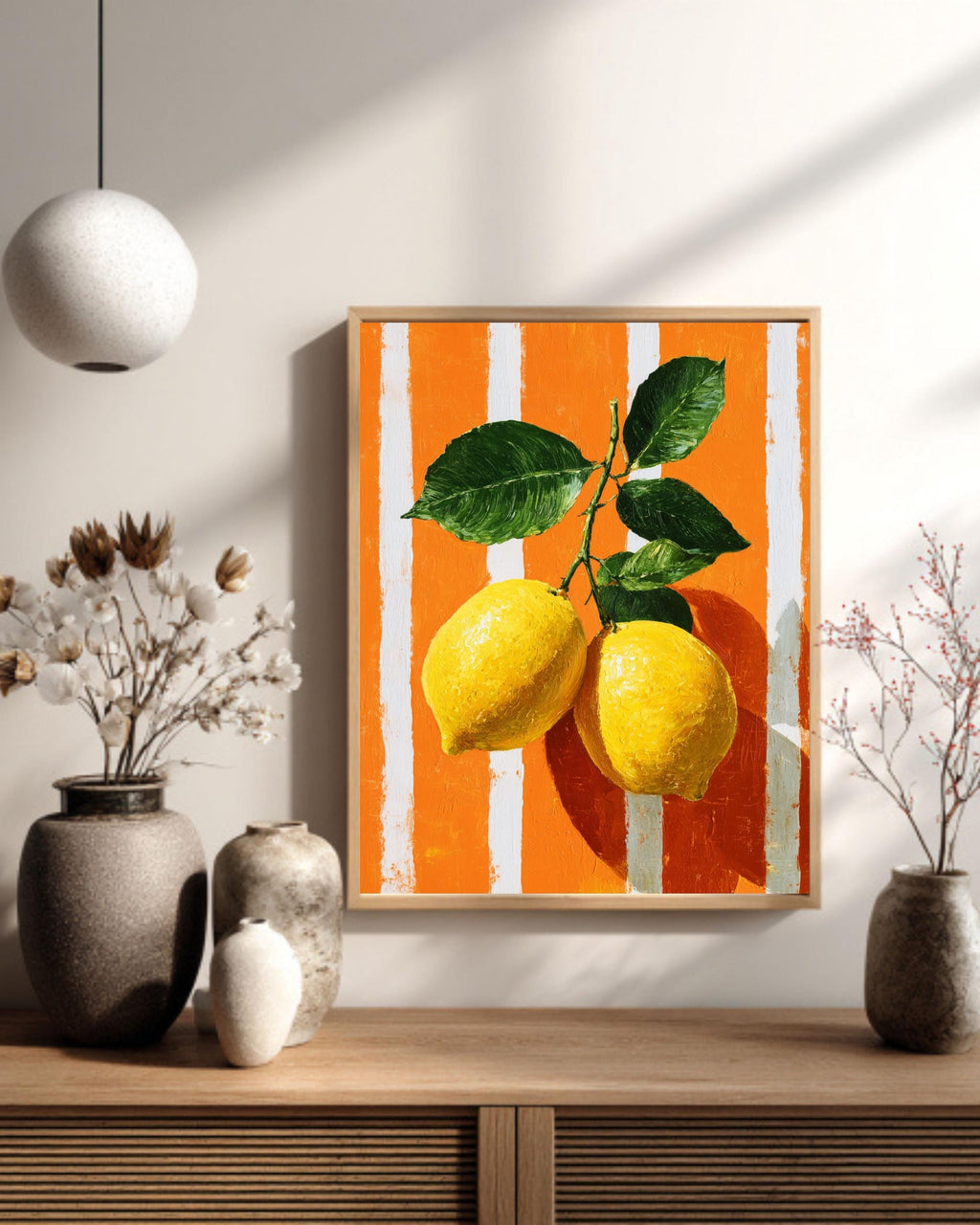 Lemon Citrus Pop Art Canvas, Modern Kitchen Wall Decor