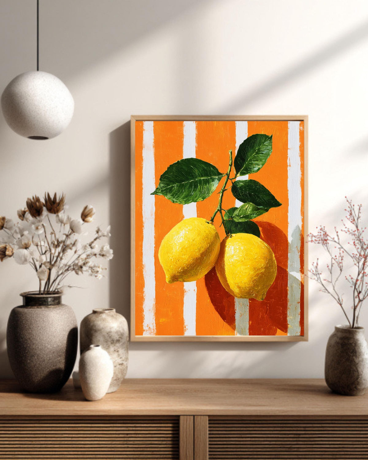 Lemon Citrus Pop Art Canvas, Modern Kitchen Wall Decor