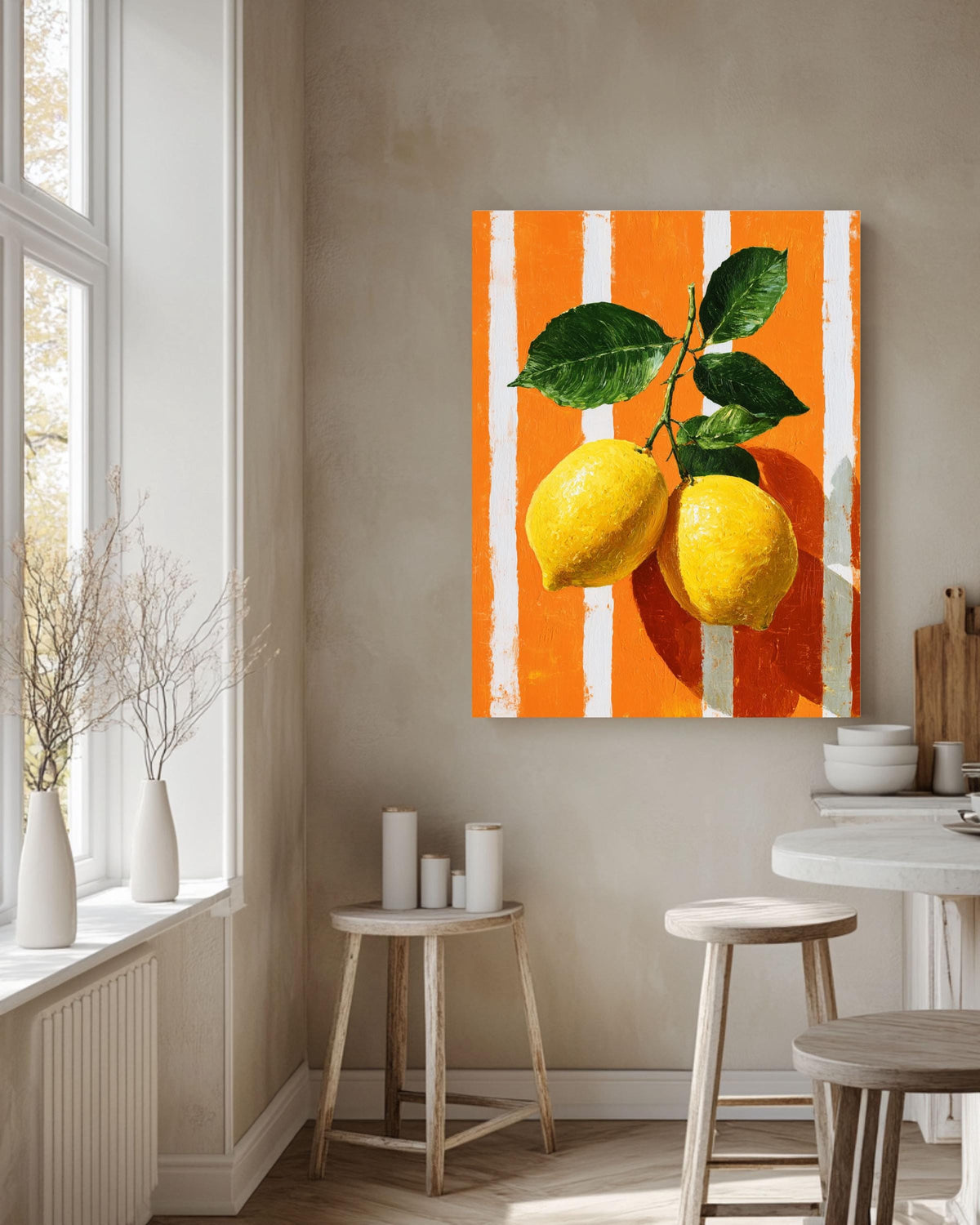 Lemon Citrus Pop Art Canvas, Modern Kitchen Wall Decor