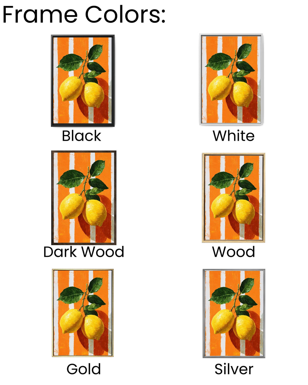 Lemon Citrus Pop Art Canvas, Modern Kitchen Wall Decor