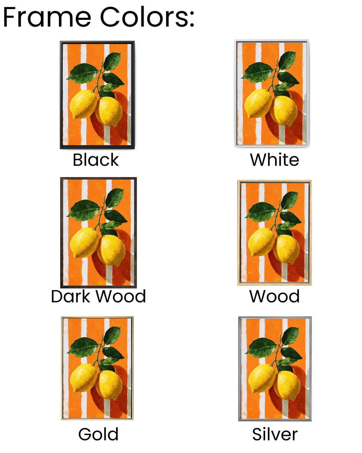 Lemon Citrus Pop Art Canvas, Modern Kitchen Wall Decor