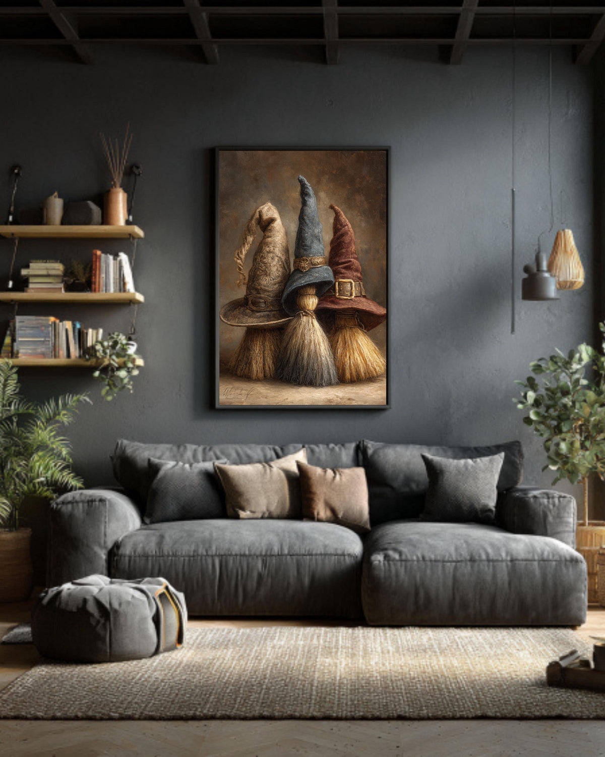 Vintage Witch Hats Canvas Print | Dark Academia Halloween Art