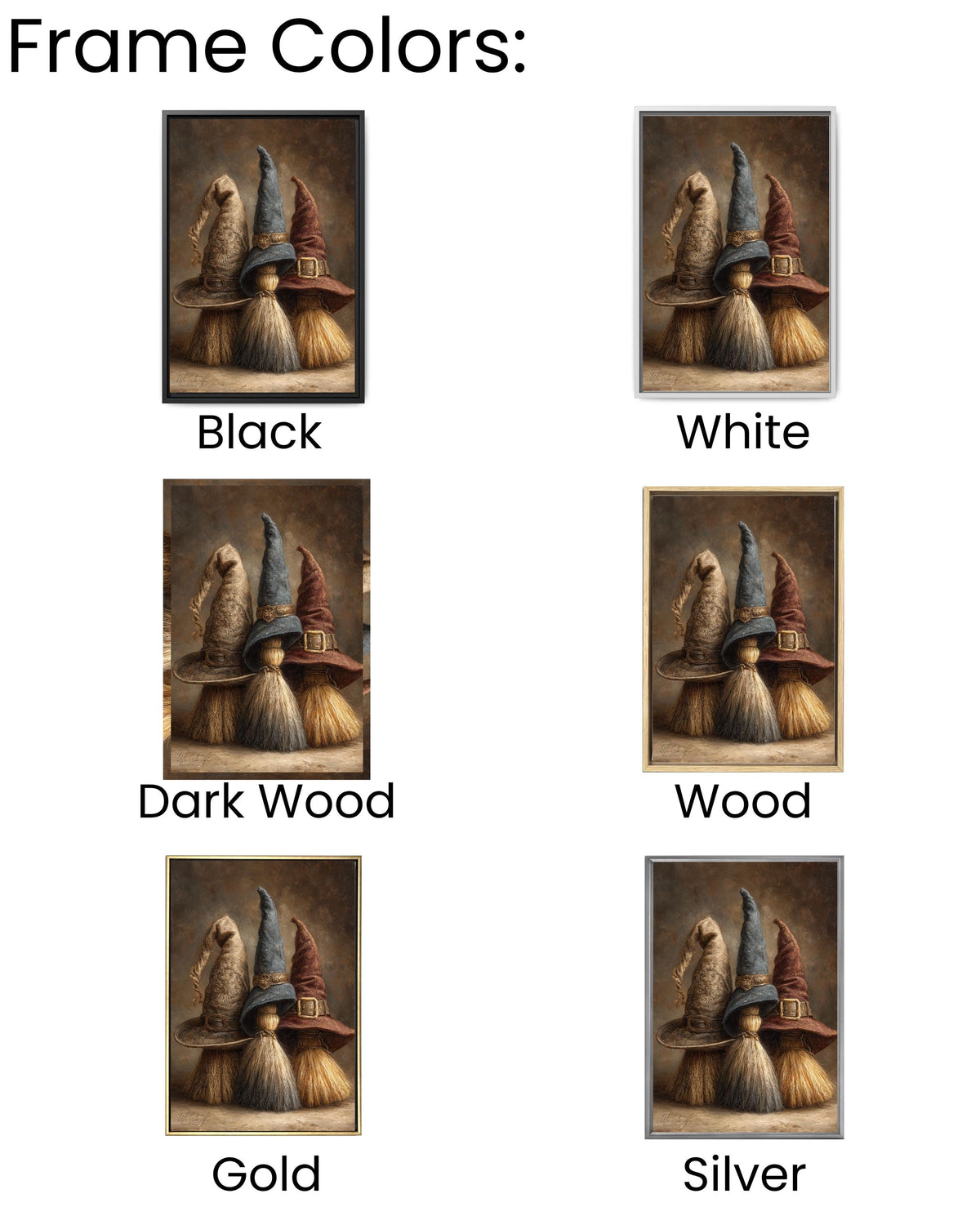 Vintage Witch Hats Canvas Print | Dark Academia Halloween Art