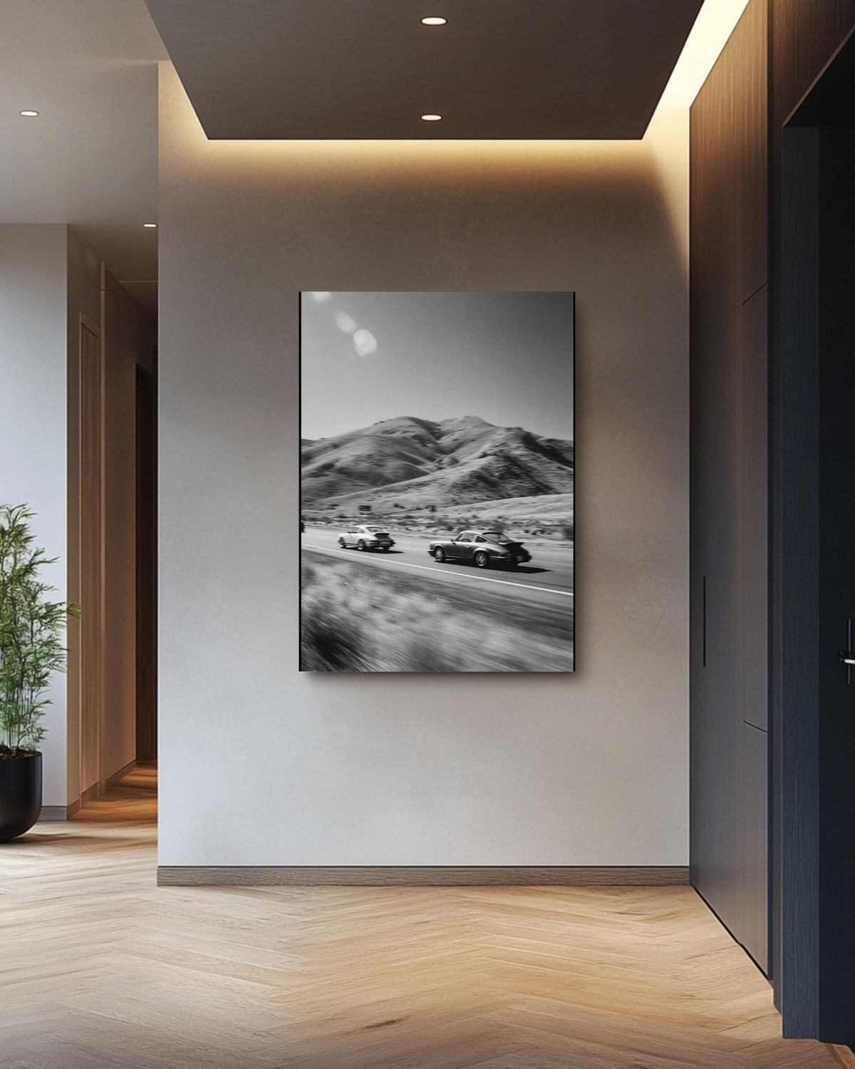 Vintage Porsche Race Canvas Print | Black and White Car Photo Art