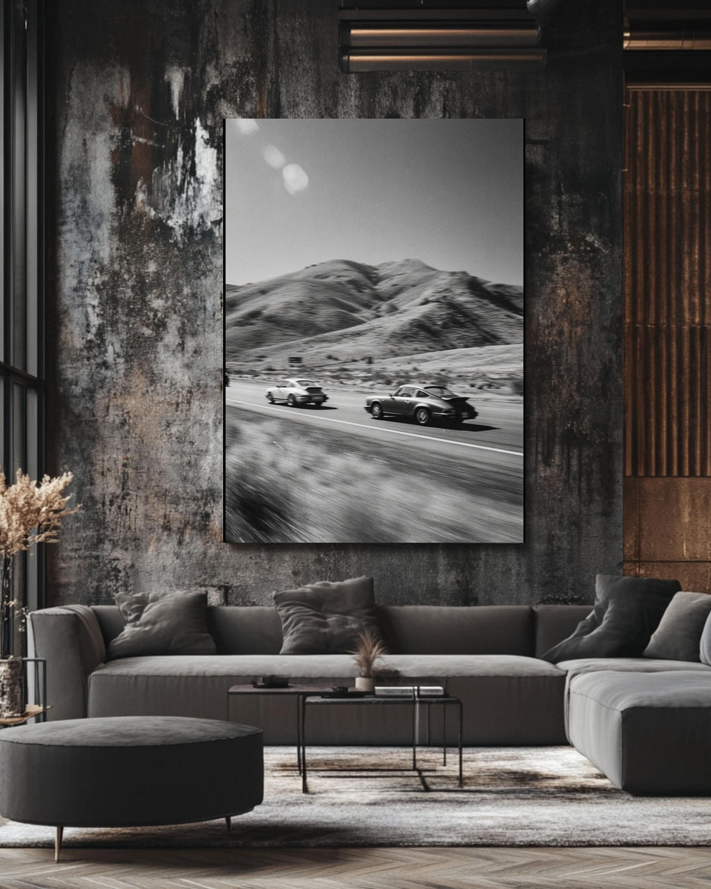 Vintage Porsche Race Canvas Print | Black and White Car Photo Art