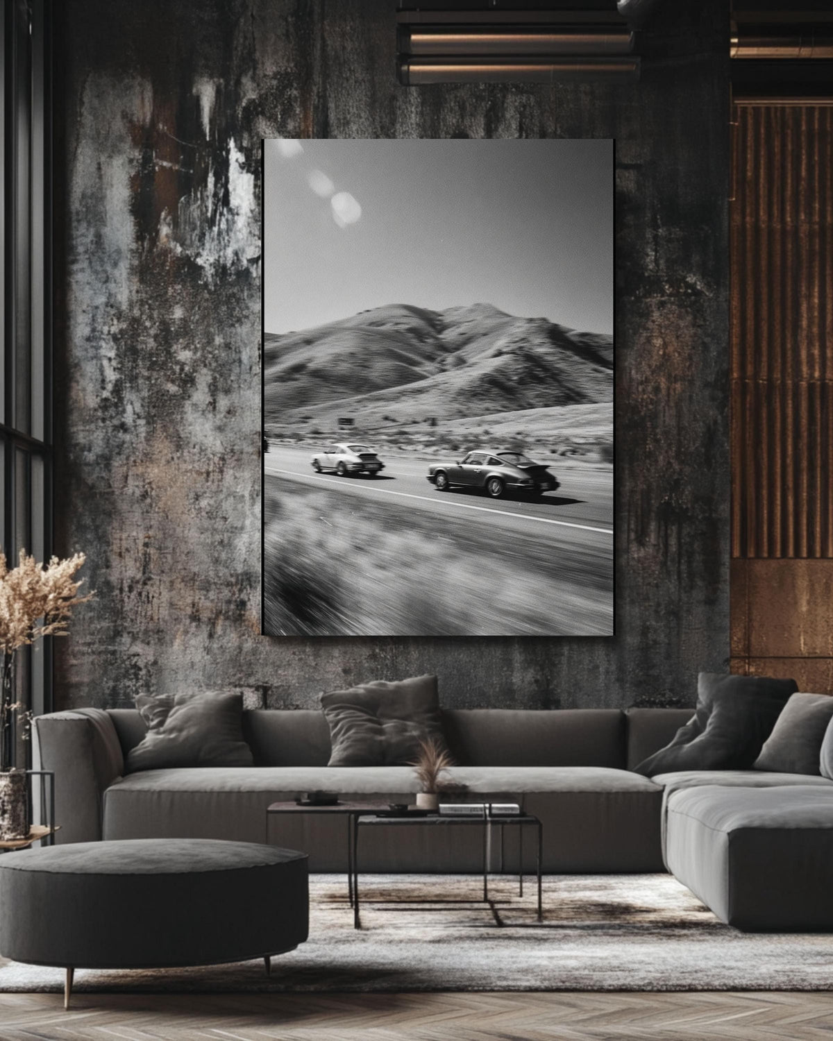 Vintage Porsche Race Canvas Print | Black and White Car Photo Art