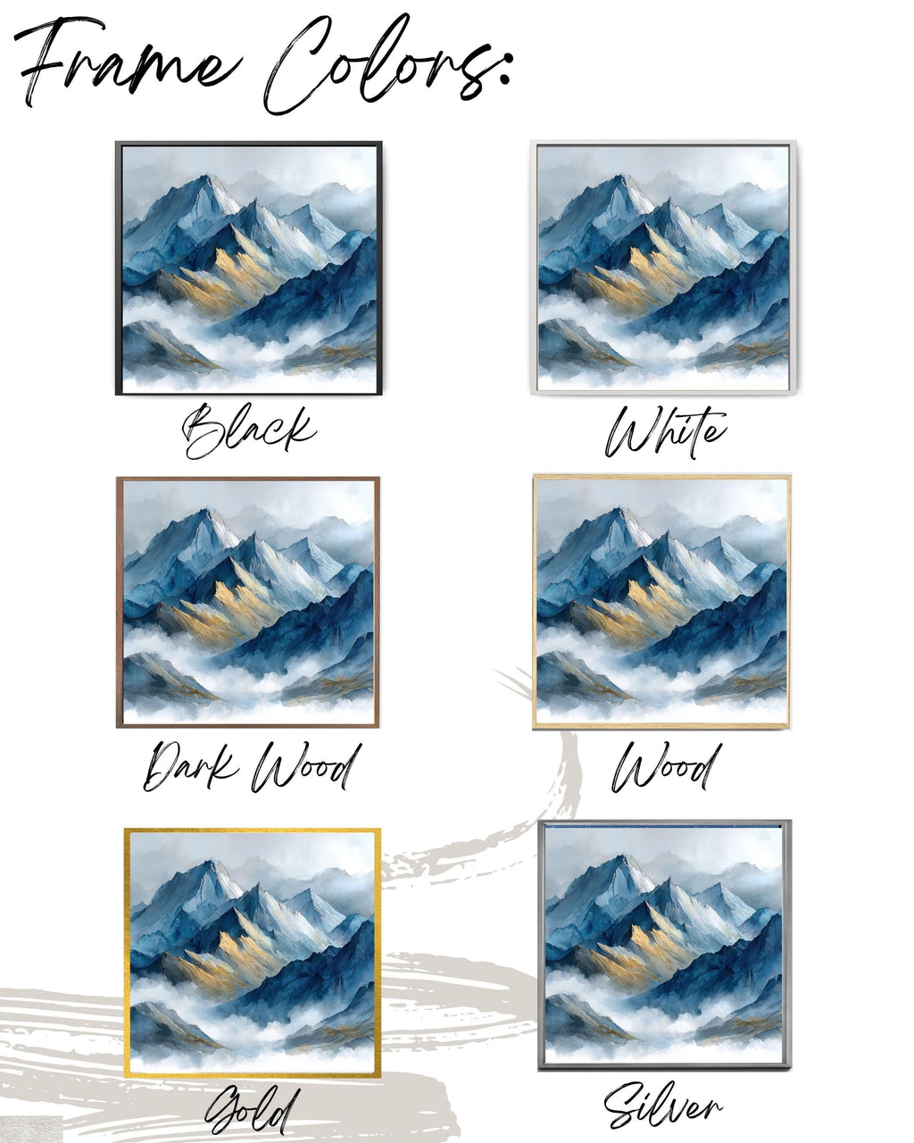 Abstract Blue Watercolor Mountain Canvas, Misty Landscape Art