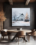 Snowy Barn Christmas Canvas Print, Farmhouse Wall Art