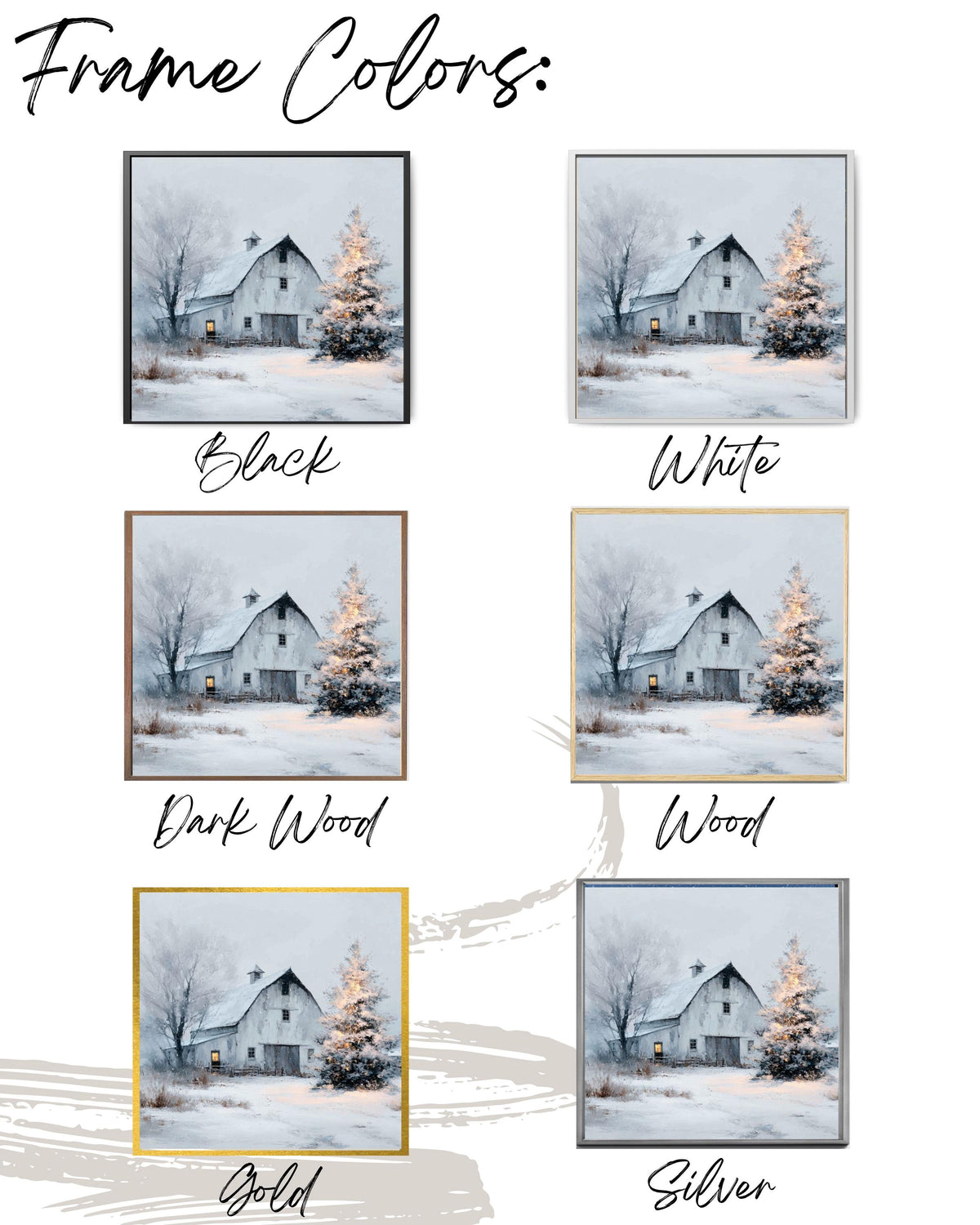 Snowy Barn Christmas Canvas Print, Farmhouse Wall Art