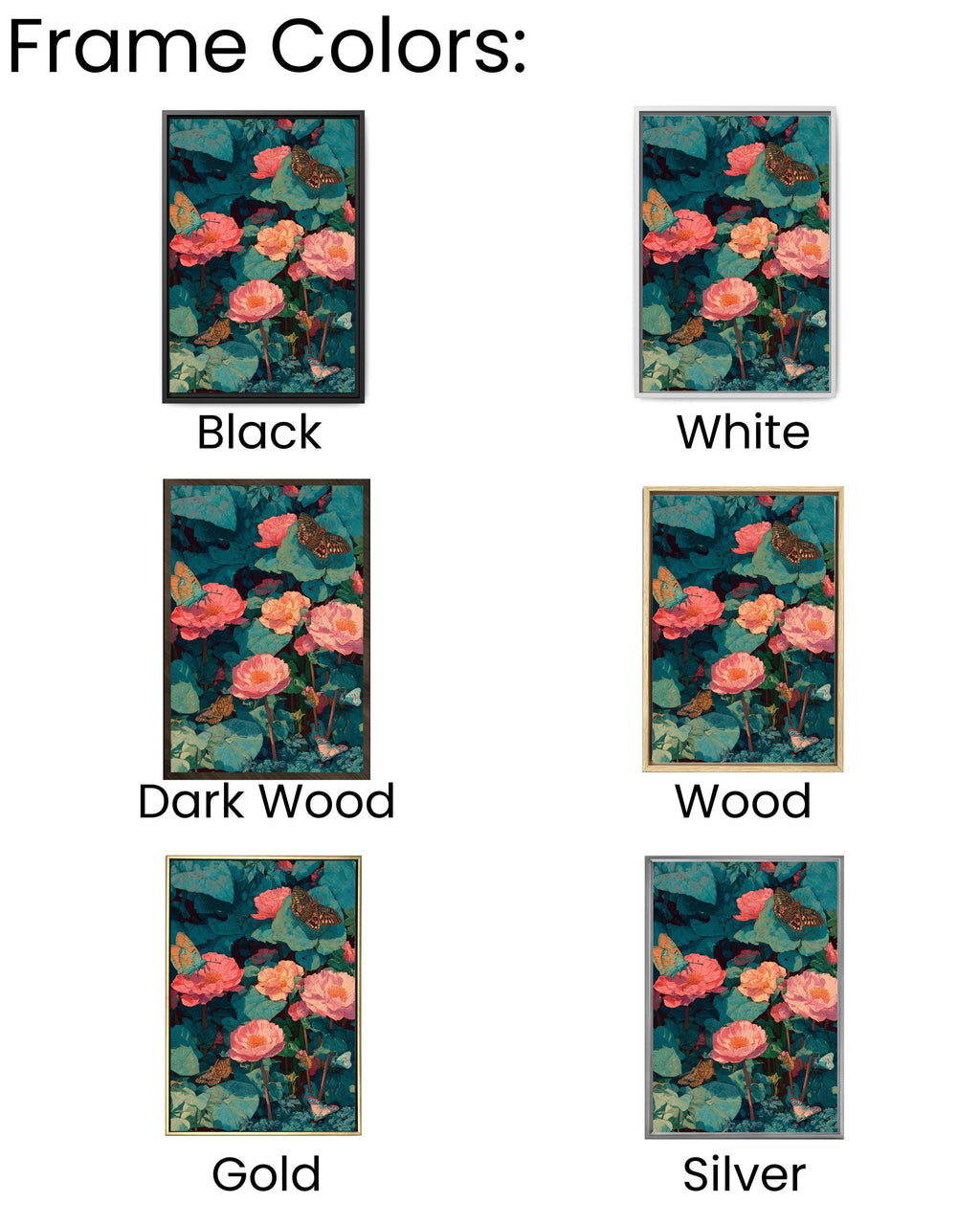Butterfly Canvas Print, Exotic Botanical Wall Art, Maximalist Tropical Decor