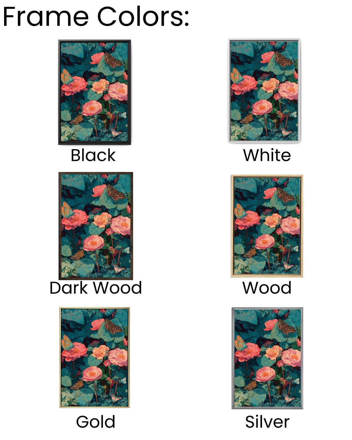 Butterfly Canvas Print, Exotic Botanical Wall Art, Maximalist Tropical Decor