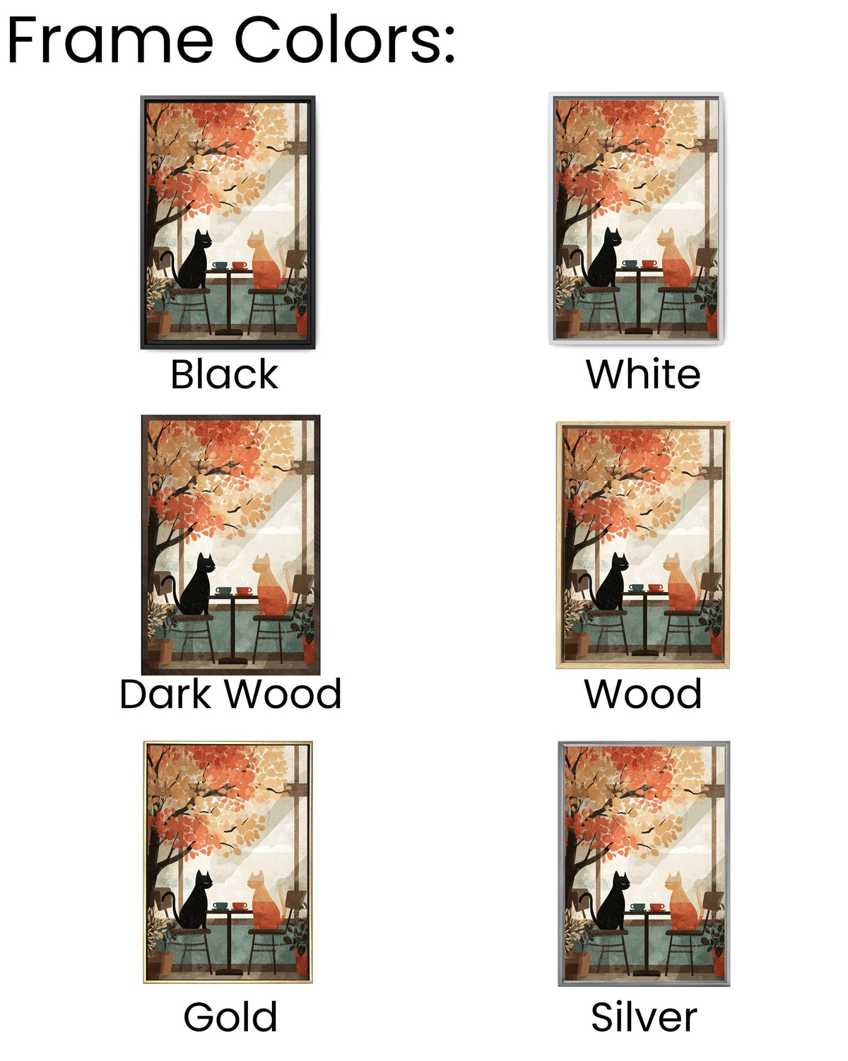 Autumn Cafe Cat Canvas Print, Cozy Vintage Window Scene Art