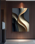 Abstract Wavy 3D Canvas Art, Gray Beige Curved Shapes Print