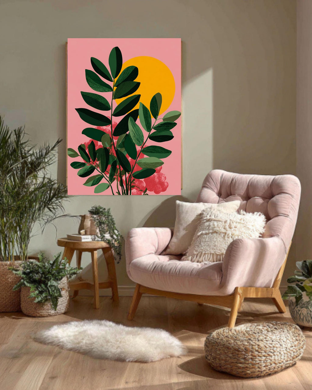 Matisse Style Botanical Canvas Print, Mid-Century Modern Plant Art