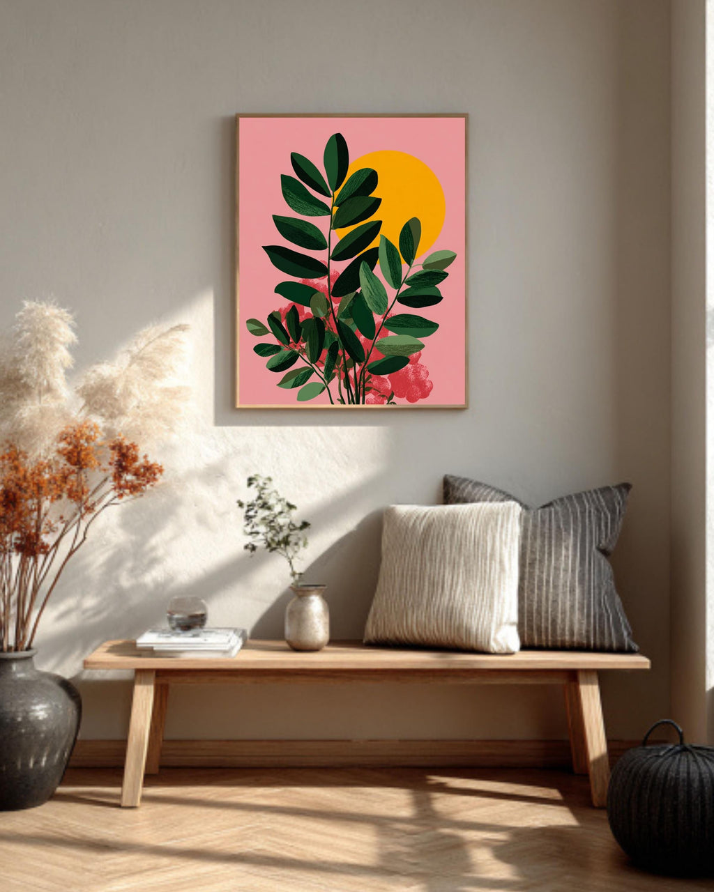 Matisse Style Botanical Canvas Print, Mid-Century Modern Plant Art