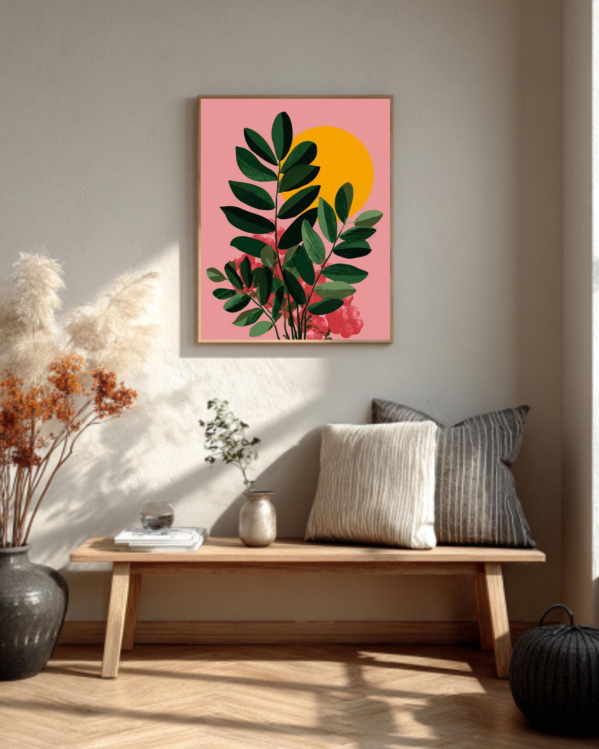 Matisse Style Botanical Canvas Print, Mid-Century Modern Plant Art