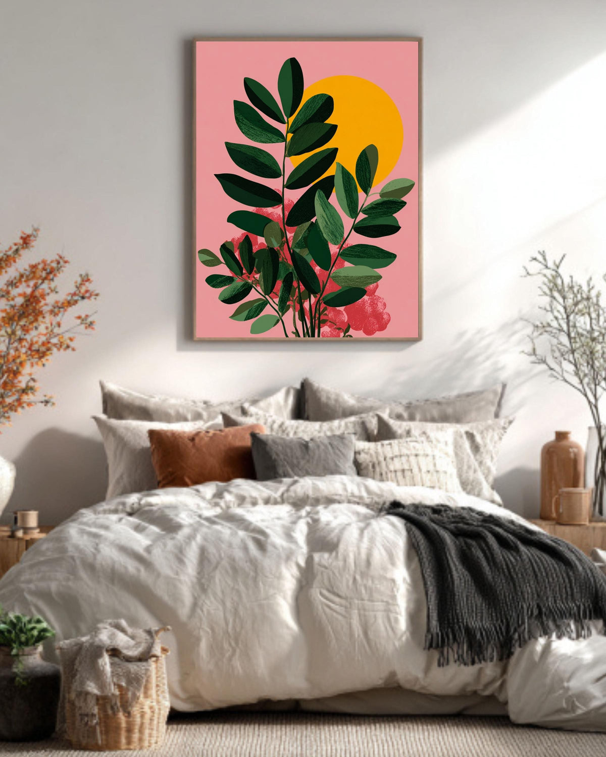 Matisse Style Botanical Canvas Print, Mid-Century Modern Plant Art