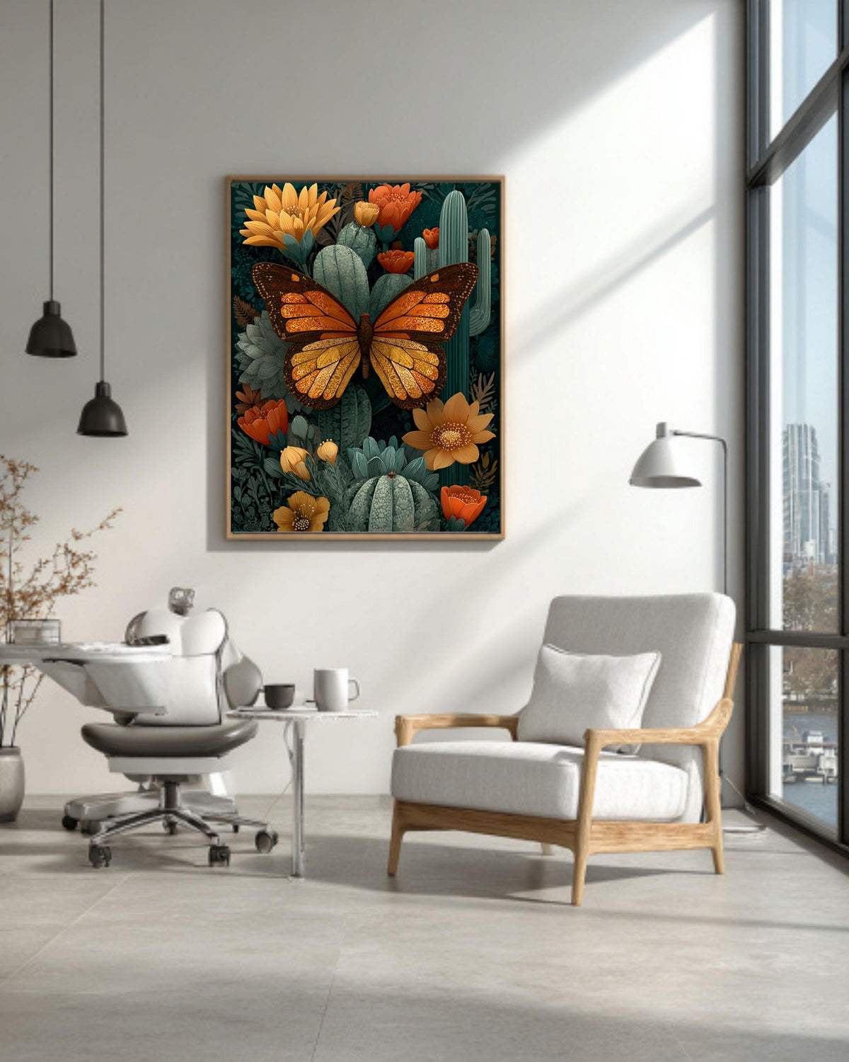 Mexican Folk Art Butterfly Canvas, Desert Botanical Print
