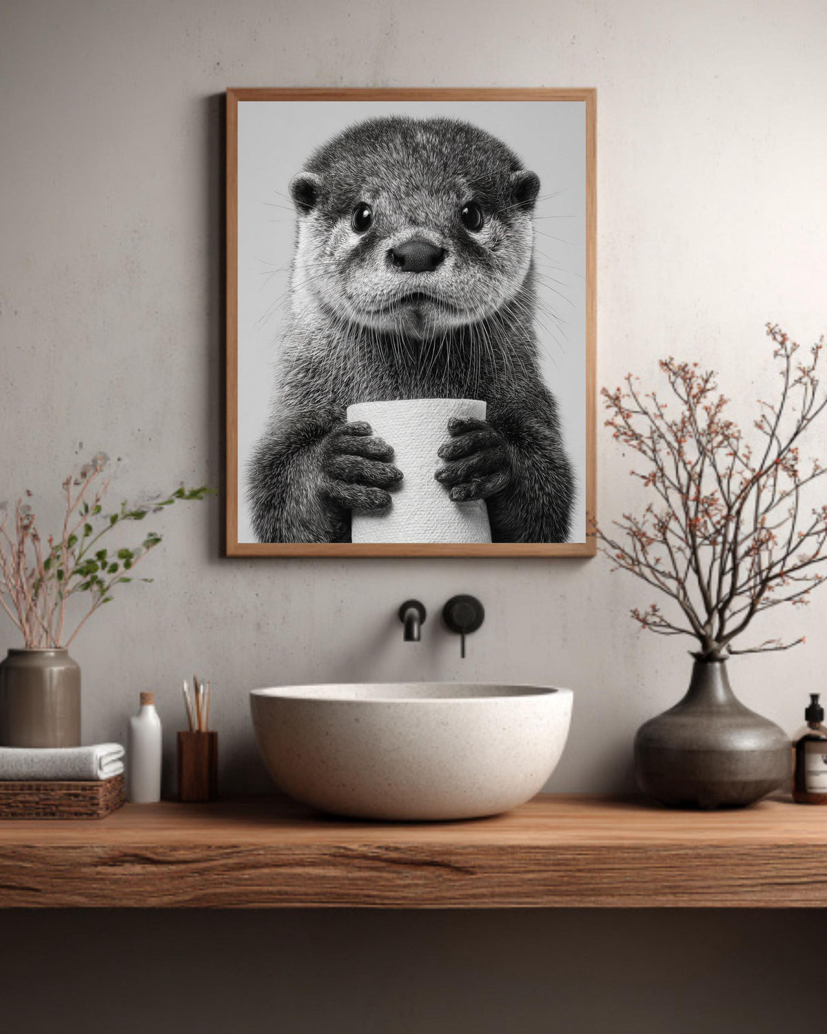 Playful Otter Bathroom Print, Coastal Wildlife Wall Art
