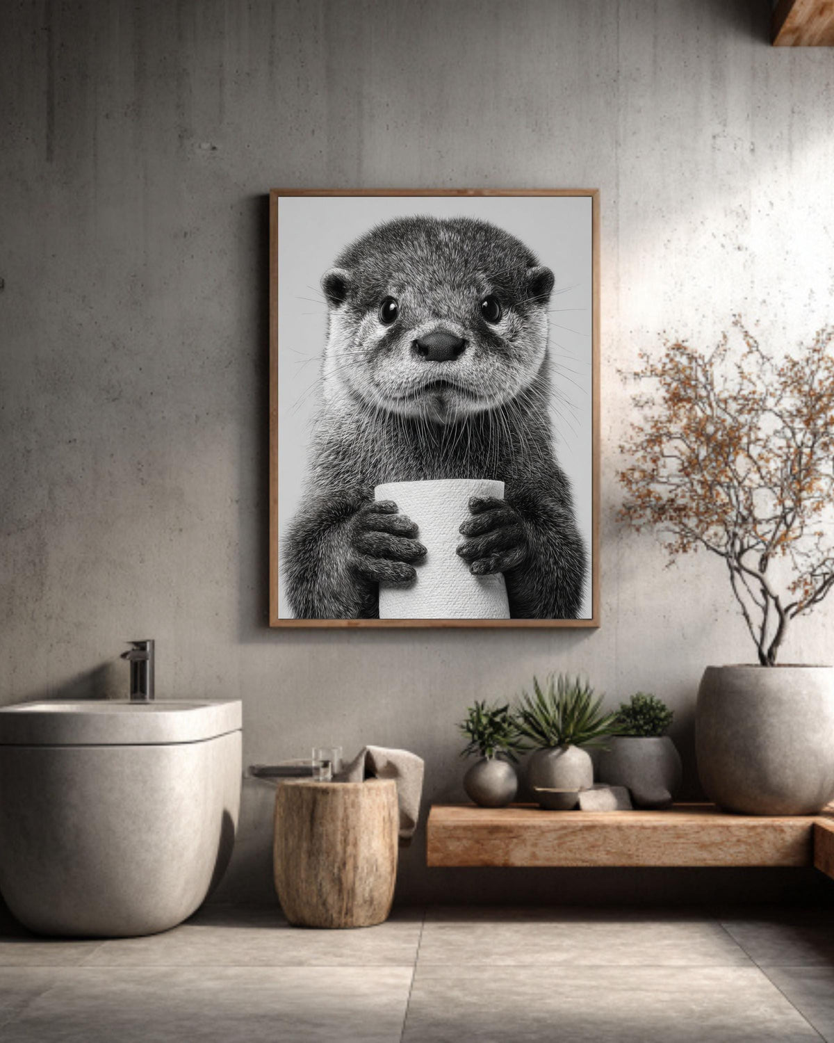 Playful Otter Bathroom Print, Coastal Wildlife Wall Art