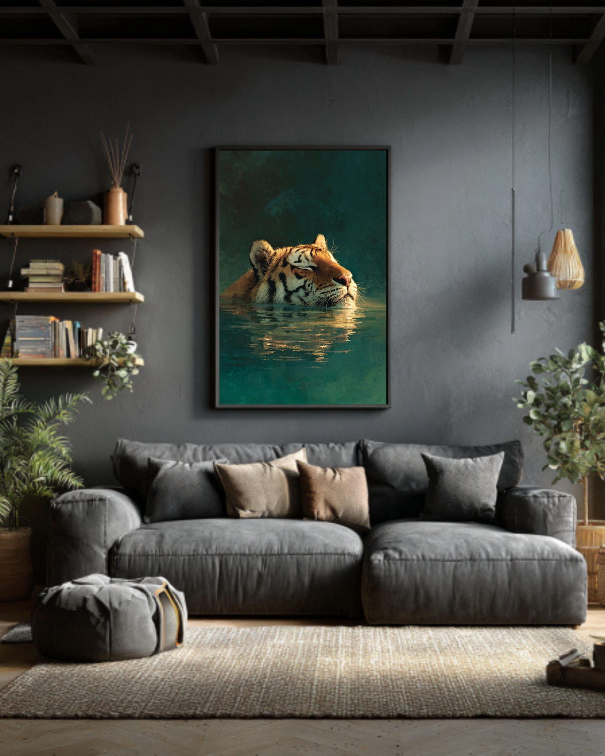 Majestic Tiger Canvas Print: Boho Jungle Wildlife Wall Art