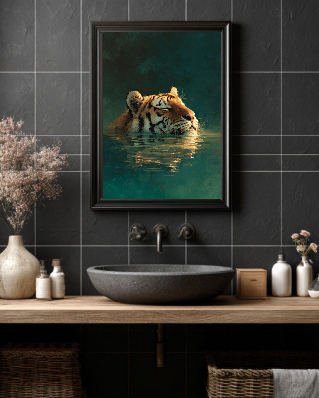 Majestic Tiger Canvas Print: Boho Jungle Wildlife Wall Art