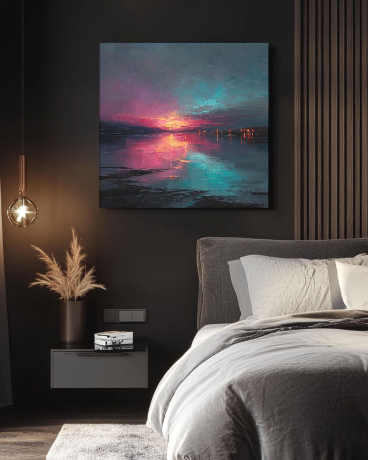 Abstract Teal and Pink Canvas Art: Modern Textured Painting
