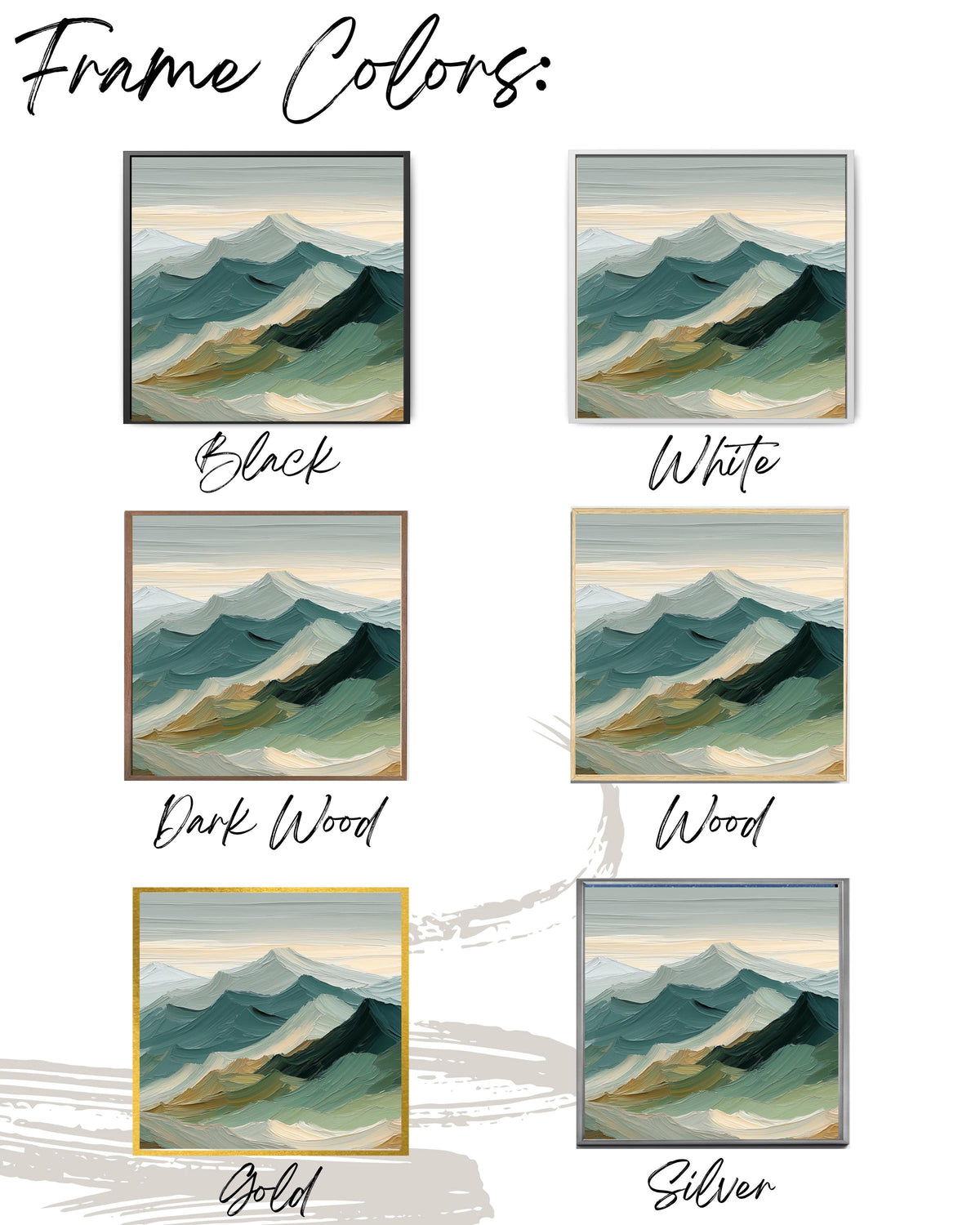 Sage Green Mountain Canvas Art: Japandi Landscape Painting