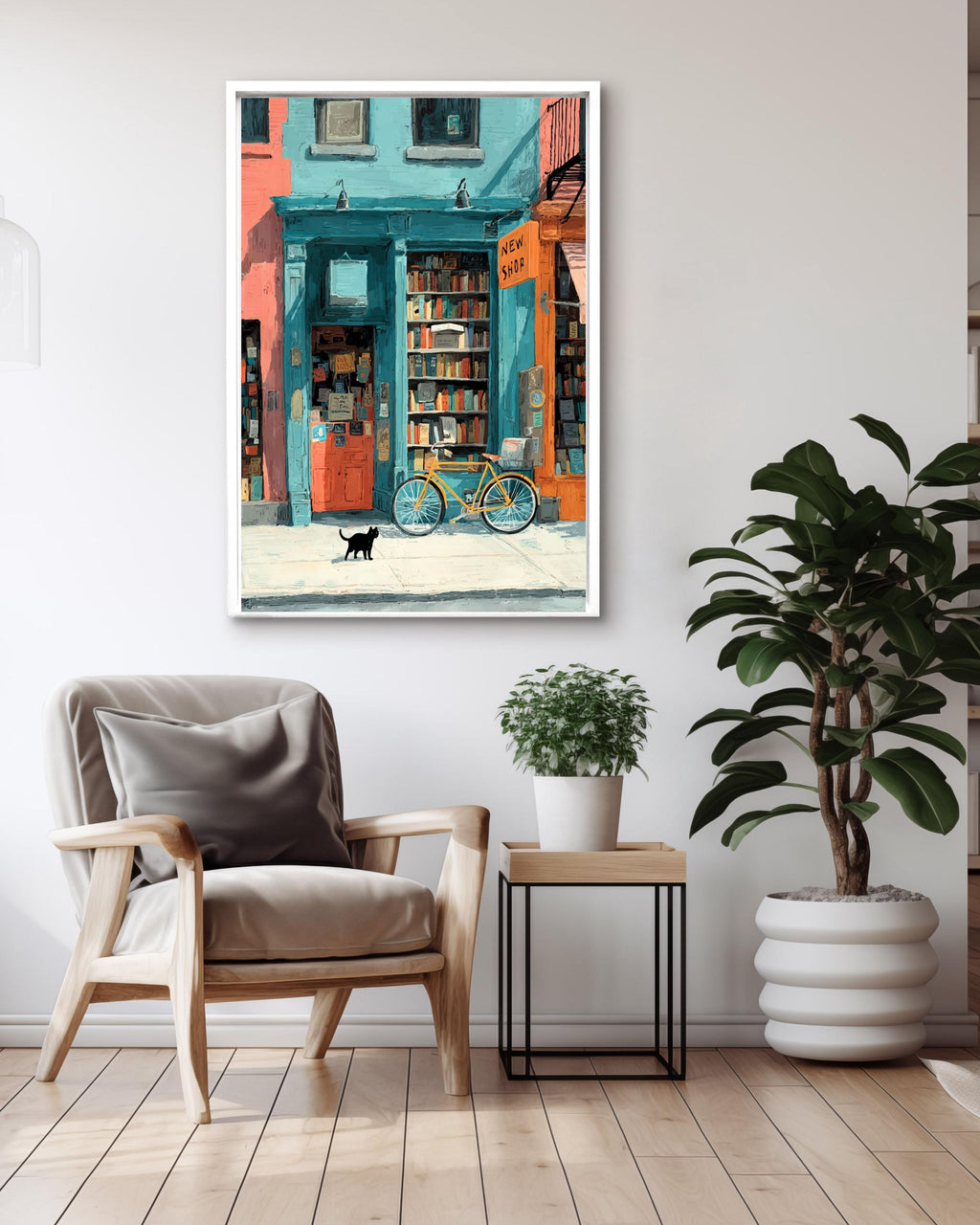 Cozy Bookstore Canvas Art Print, Book Lover Gift