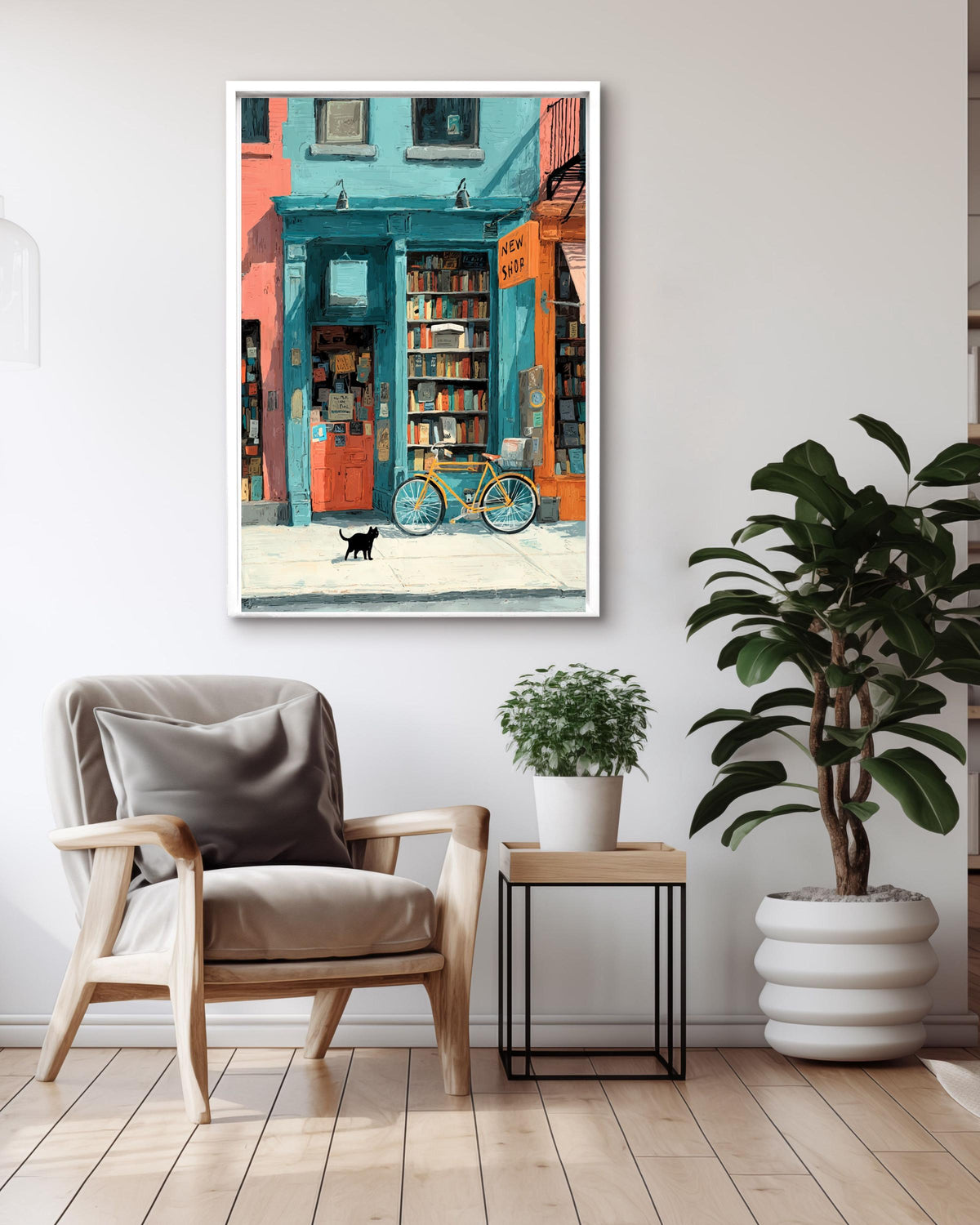 Cozy Bookstore Canvas Art Print, Book Lover Gift