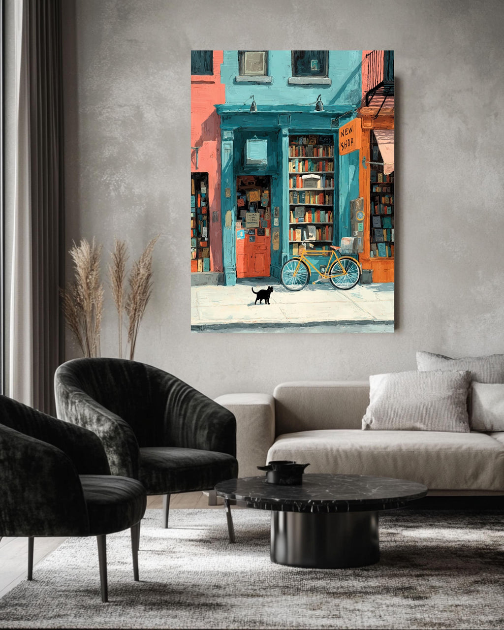 Cozy Bookstore Canvas Art Print, Book Lover Gift
