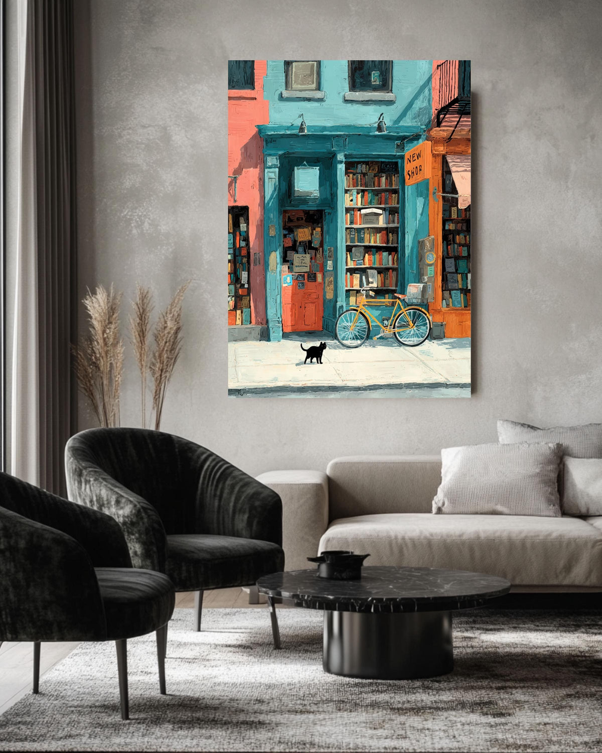 Cozy Bookstore Canvas Art Print, Book Lover Gift
