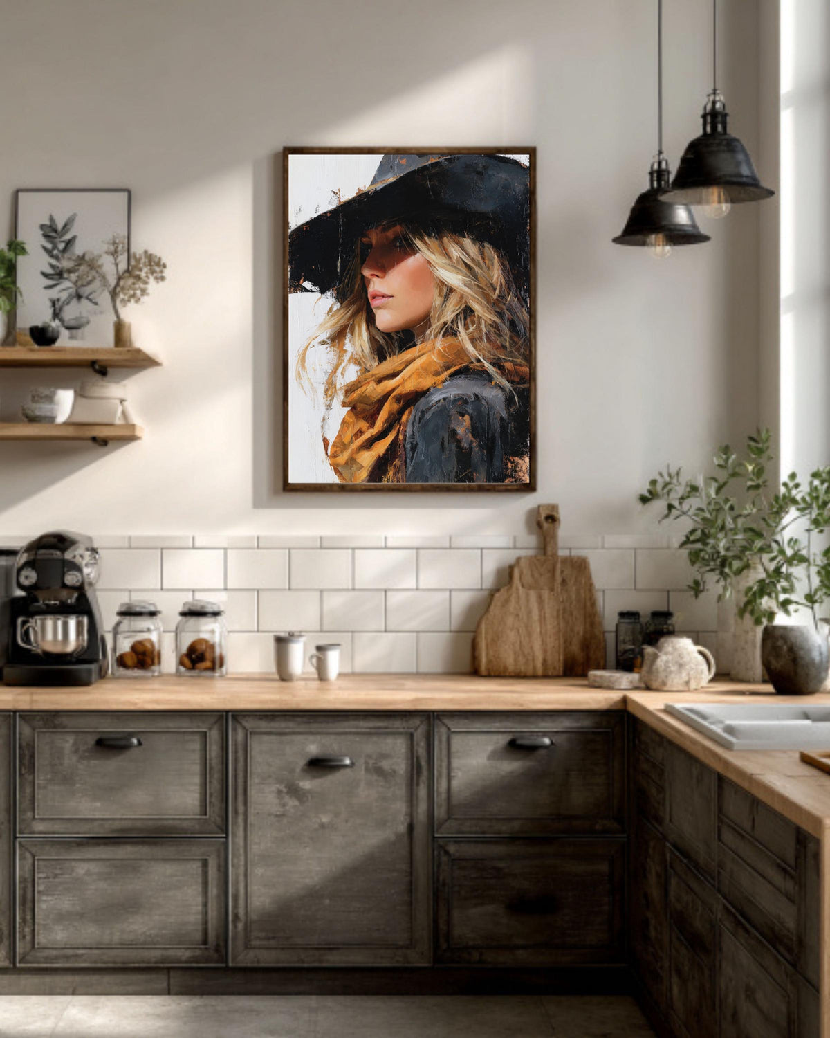 Cowgirl Canvas Print, Modern Western Art, Farmhouse Decor