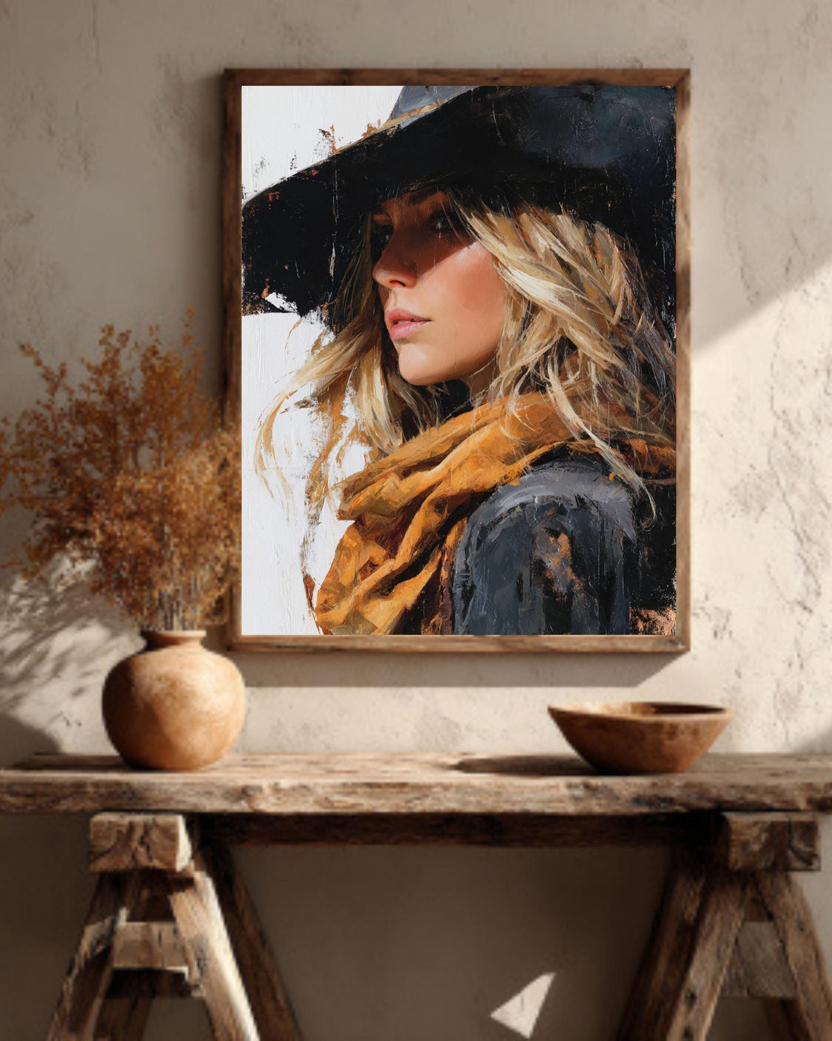 Cowgirl Canvas Print, Modern Western Art, Farmhouse Decor